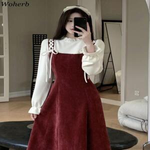 원피스 루피 기어5 피규어가을 인기 두 조각 여성 파티 드레스 한국어 대비 색 a 라인 vestidos 옷
