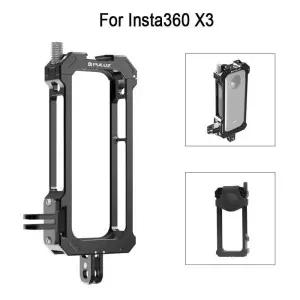 PULUZ 카메라 보호 프레임 Insta360 X3 / X4용 메탈 케이지 리그 하우징 확장형 콜드 슈 베이스 및 삼각대 어댑터 포함