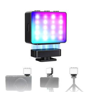 NEEWER 베이직스 마그네틱 RGB 카메라 보조 조명, 1.5W 플라스틱 소형 콜드 슈 LED 패널, DSLR 액션캠 휴대폰 거치대용 비디오 포토 필 라이트 AC024 OSMO Pocket 3 마운트 및 M21, CRI95 이상, 500mAh, M23