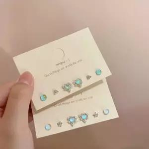 포인트 귀걸이 블루 은침 별 미니 그린 피어싱 진주 은 아이돌 원형 나비 S925 링 하트 세트 데일리 원석