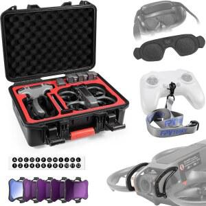 FPVtosky 6-IN-1 Avata 2 액세서리 키트, Avata 2 하드 케이스, 짐벌 범퍼, 5팩 ND 필터 세트, Goggle 3 더스트 커버, 넥 랜야드, DJI Avata2 드론 콤보 액세서리용 배터리 디지털 스티커