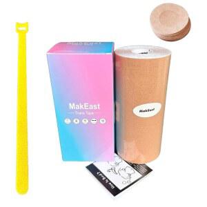 MakEast 6인치 트랜스 테이프, 초광폭 체스트 바인더용, 라텍스 프리 FTM, 니플 커버 포함, 초고점착, 방수 및 유연성, 6인치 x 16.5피트(에스프레소)