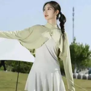 솔리드 컬러 여름 자외선 차단 숄 긴팔 얇은 실크 크롭탑 햇빛 가리개 망토 의류 아웃도어