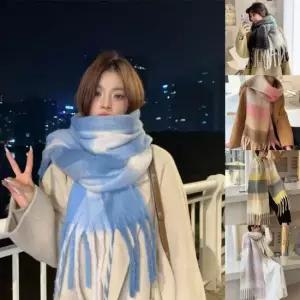 긴목 겨울 머플러 목도리 도리 여성 넥워머 체크 털머플러 롱 여성목도리 털목도리