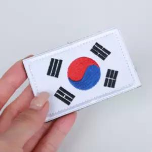 화이트 태극기 자수패치 찍찍이 밀리터리 와펜 대한민