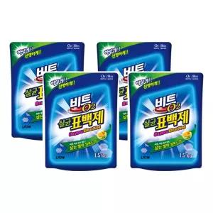 O2 산소 표백제 1.5kg 4개입 비트 라이온코리아 세제 세탁 살균 얼룩 제거 곰팡이 억