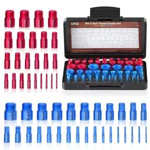 52PCS 스레드 체커 너트 및 볼트 표준 미터법의 키트 28 24 신속한 식별을 위한 크기 파인더 게이지 52