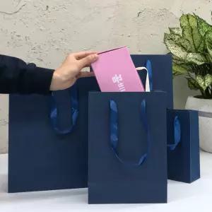 종이가방 직사각쇼핑백 세로 종이가방 대 무지 블루