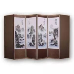 (두레공예사) 옥비단 추사 산수화 6폭 병풍(커버포함) 제기세트