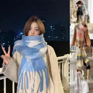 [알티피아]긴목 겨울 머플러 목도리 도리 여성 넥워머 체크 털머플러 롱