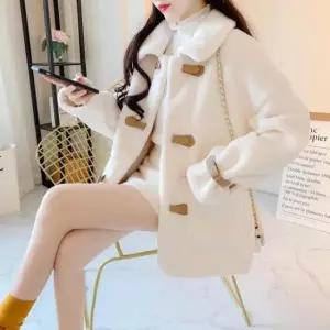 폭닥 양털 덤블 토글 버튼 하프코트 데일리 겨울룩