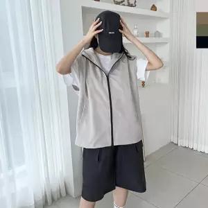 여성 4컬러 오버핏 베스트 후드 조끼