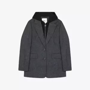 후드레이어드헤링본코트 BLHAX2661DG