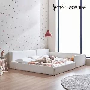 [장인가구]하랑 E0 패브릭 볼드헤드 저상형 데이베드 패밀리침대 Q +라텍스탑포켓