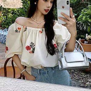 여성 여리 오프 꽃무늬 퍼프 예쁜 블라우스 숄더 EWFHCDGQ