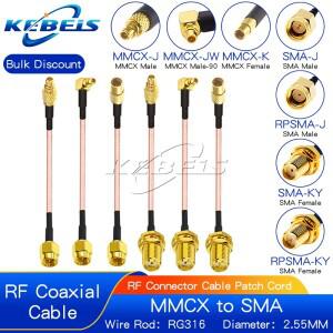 RG316 SMA-MMCX 케이블 RP-SMA 암 너트 수 플러그 직선 및 WiFI 안테나 RF 동축 확장 점퍼