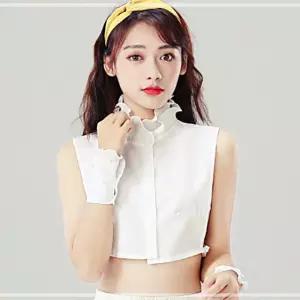 플리츠 레이스 이너 하이넥 페이크카라 넥케이프 여자 MWEEA1FA