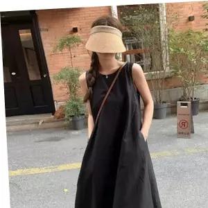 여성 롱 나시 원피스 린넨 백트임 휴양지룩 루즈핏