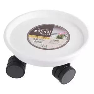 바퀴화분받침 이동식 바퀴 원형 받침대 화분용 3호 화이트
