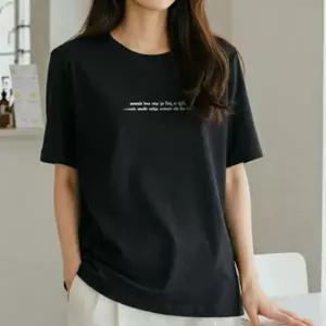 [하프클럽/]여성 여름 기본 스판 라운드 레터링 루즈핏 반팔 티셔츠 상의