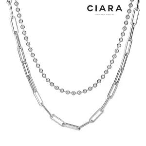 CIARA 써지컬스틸 Perugia 믹스볼 링크 더블 체인 목걸이