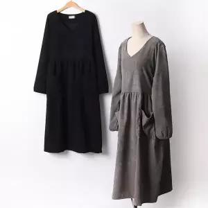 7979026-빅사이즈 201 뒷리본골덴셔링원피스 DCHF990