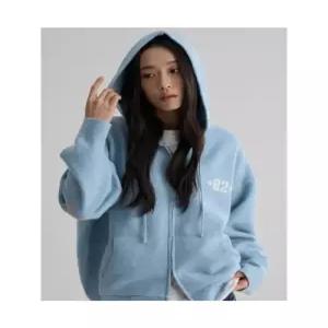 에잇세컨즈 8SECONDS 자수 포인트 후드 카디건 스카이 블루