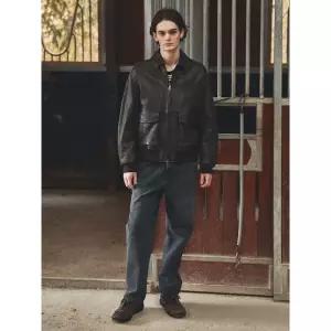 BEAKER ORIGINAL Men Lamb Leather A-2 Jacket - Brown 1101444