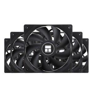 Thermalright TL-C12C X5 CPU 에어 팬, 120mm 케이스 쿨러, 1550RPM 스피드 PC 냉각, Unlit 버전, 5-Fan 팩(120mm, 블랙)