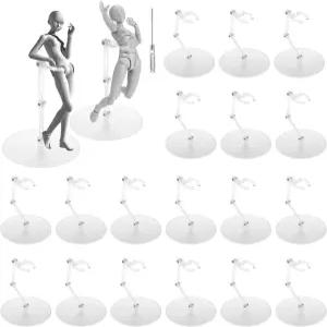ZUQian 20 PCS 액션 피규어 디스플레이 스탠드 조립 홀더 베이스 드라이버 2개 포함 클리어 인형 액세서리