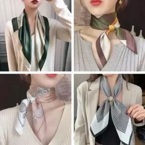 숄 여성 실크 쁘띠스카프 4종 머플러 간절기 사각 목도리