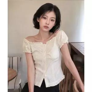 제너럴아이디어 GENERALIDEA 캡 슬리브 셔링 퍼프 블라우스 [CREAM] GF2LBL516 GF2LBL516CR 237418