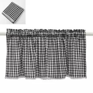 이로운 커튼 체크 바란스 106x45cm 블랙 부엌커튼 미니
