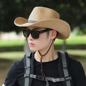 남성 밀짚모자 카우보리 여름 보안관모자 중절모자 남자모자 여름모자 남자여름모자 챙넓은모자