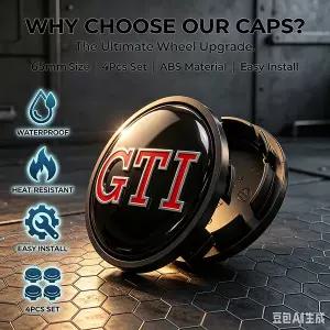 자동차휠캡 4개 56mm 자동차 휠 센터 캡 허브 커버 엠블럼 폭스바겐 GTI 골프-5 6 7 MK6 제타 라비다 폴로
