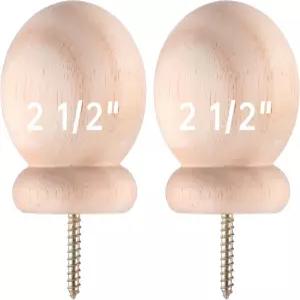 Maasechs 2팩 25 원형 우드 볼 커튼 봉 마감재 나사 뉴엘 트 캡 침대 DIY 공예용 나무 장식