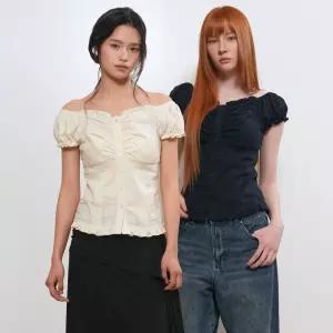 [제너럴아이디어 WOMAN] 캡 슬리브 셔링 퍼프 블라우스 [3COL] / GF2LBL516