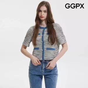 GGPX 진주 버튼 트위드 반팔 자켓 GQ4JK002F