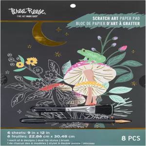 브레아 리스 스크래치 아트 키트 - 6가지 신화 속 동물 메탈릭 가이드 페이지 성인 공예 9x12 천공 시트