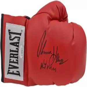 토미 헌스 히트맨 문구가 새겨진 에버라스트 레드 복싱 글러브 사인/서명