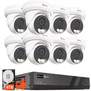 Anpviz 16채널 NVR PoE 카메라 시스템 12MP 4K 16CH 4TB 8PCS 유선 IP 터렛 AI 감지 기능 스마트 컬러