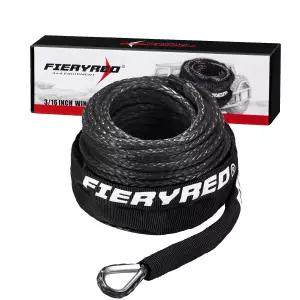 FieryRed 3/16인치 윈치 로프 케이블 50피트 8500파운드 ATV/UTV 합성 2000~3500파운드 보호 슬리브가