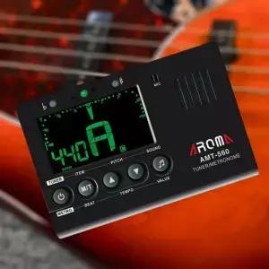 AMT-560 3 in 1 메트로놈 튜너 내장 마이크(픽업 케이블 포함) 기타용 6.3mm/LCD 디스플레이 반음계 베이스