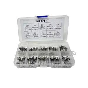 KOLACEN 퀵 패스트 블로우 유리 튜브 퓨즈 5 x 20 mm 혼합 키트 0.5Amp 100개입