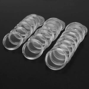 100Pcs 16-30mm 투명 플라스틱 동전 홀더 수집 상자 케이스 저장 캡슐 보호 컨테이너