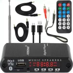 블루투스 오디오 수신기 FM 라디오 MP3 디지털 플레이어 LED 디스플레이 SD 카드/USB 재생 3.5mm 출력 블랙