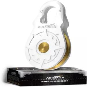 AUTMATCH 윈치 스내치 블록 18톤 - 79 366파운드 중장비용 복구 풀리 합성 로프 강철 케이블 및 트리
