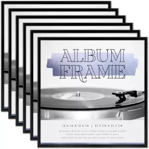 MCS 갤러리 레코드 앨범 프레임 6팩 12.5 x12.5 블랙 아노다이징 알루미늄 - LP 비닐 재킷 디스플레이 투명