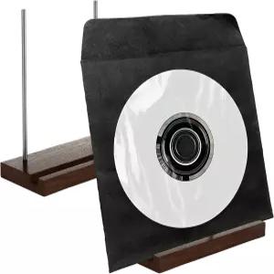 Aselected 2 PCS 솔리드 나무 레코드 홀더 스탠드 20x9x2cm 비닐 디스플레이 블랙 월넛 컬러 앨범 도서용