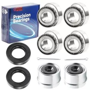FUSHIBEARING 2 세트는 25mm 축 트레일러 휠 허브 베어링 키트 30205 및 씰 직경 맞으며 더스트 커버와